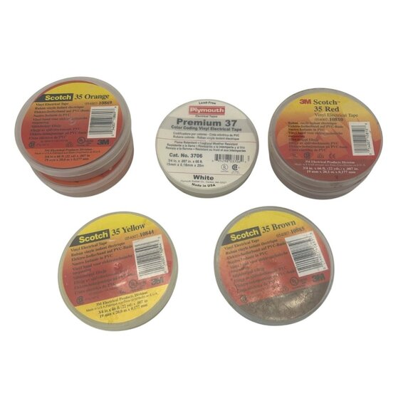 Scotch 35 Electrical Tape 3/4" X 66 Set 1: Yellow Brown White 2: Orange Red READ - Picture 1 of 16